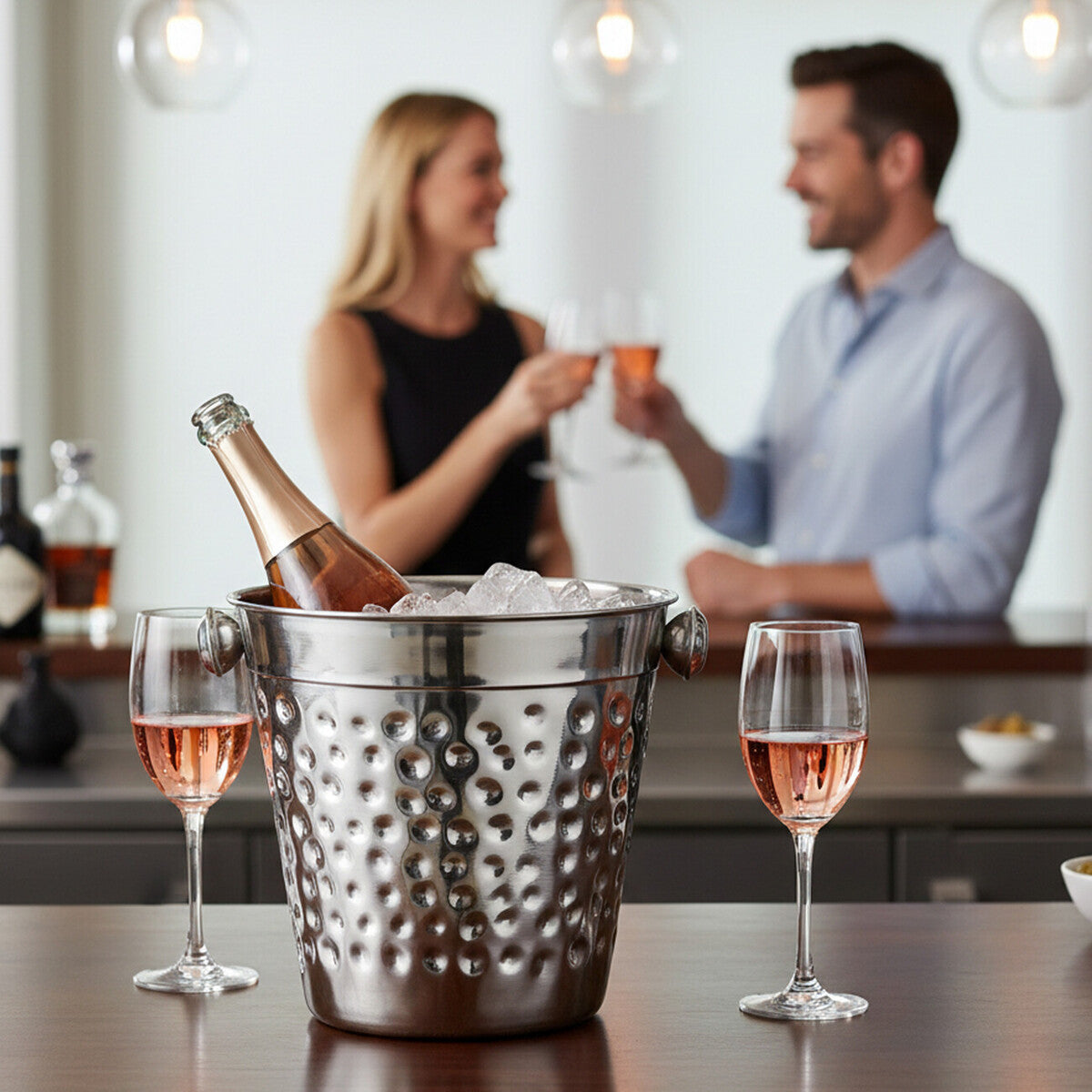 Mixology Hammered Effect Stainless Steel Ice Bucket