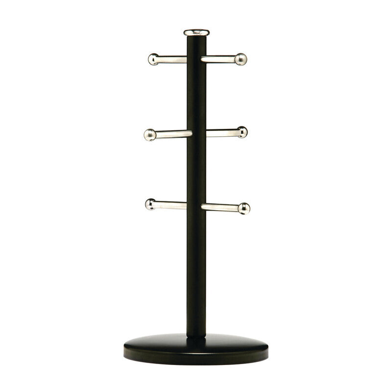 Hirano Matt Black Metal 6 Cup Mug Tree
