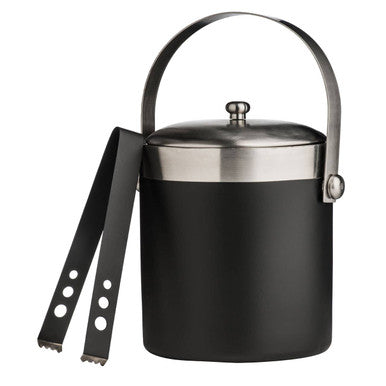 Mixology Black Enamel Ice Bucket With Tongs