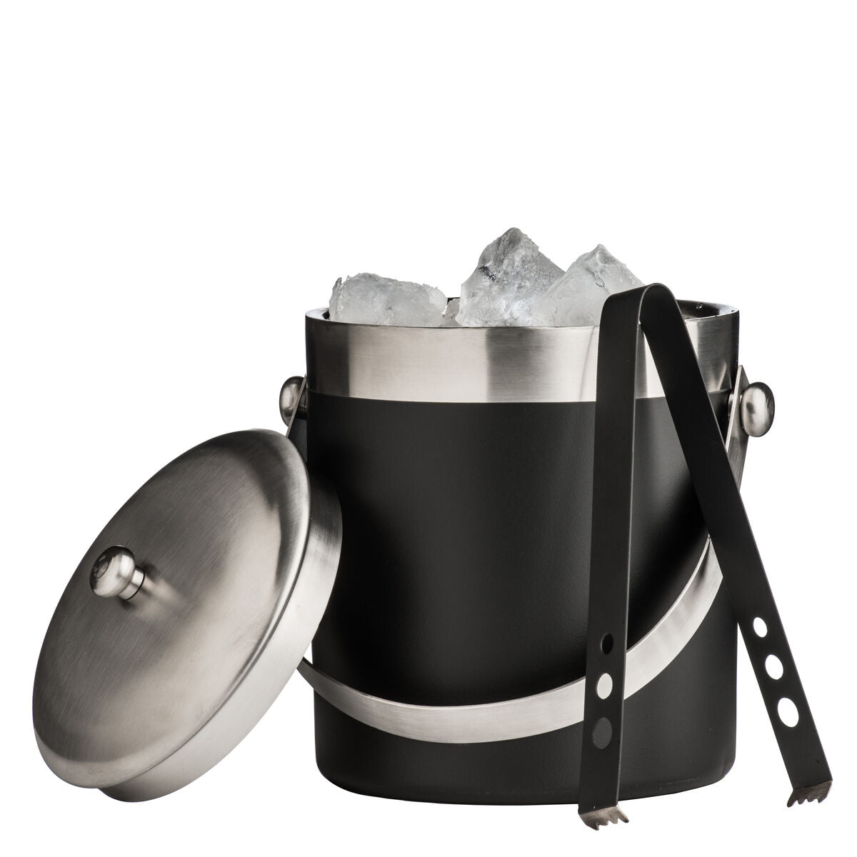 Mixology Black Enamel Ice Bucket With Tongs