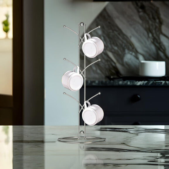 Chrome 6 Cup Mug Tree | Helix