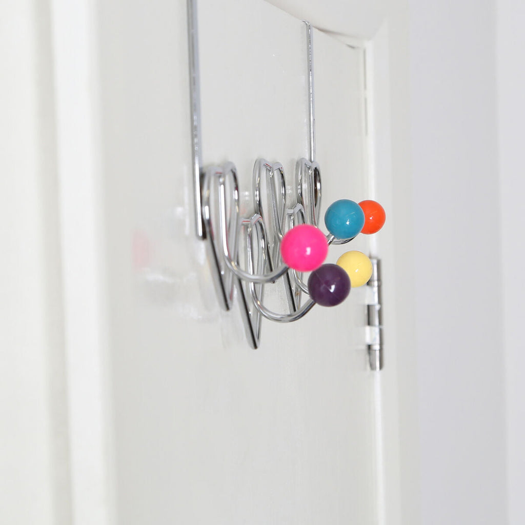 5 Hook Heart Design Over Door Hanger with Multi Coloured Balls | Jaxen