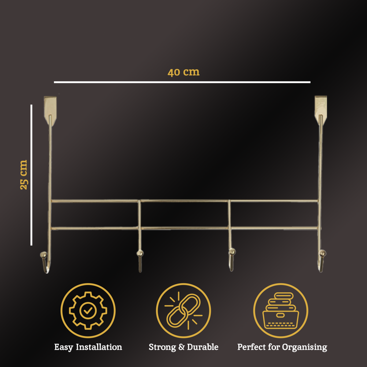 Jaxen 4 Hook Champagne Gold Over Door Hanger