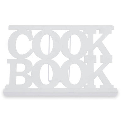 Alpha White Enamel Metal Cookbook Stand with Adjustable Support