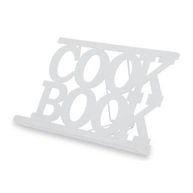Alpha White Enamel Metal Cookbook Stand with Adjustable Support