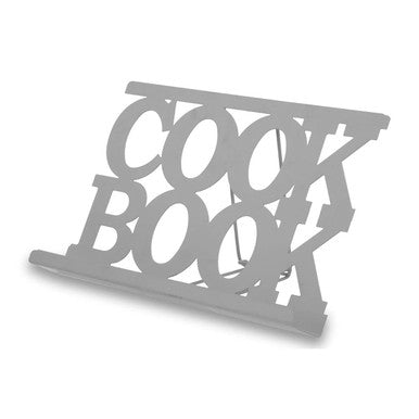 Alpha Cool Grey Enamel Metal Cookbook Stand with Adjustable Support