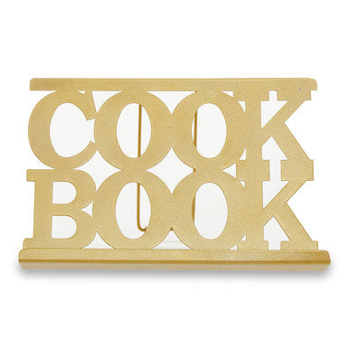 Alpha Light Gold Enamel Metal Cookbook Stand with Adjustable Support
