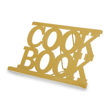 Alpha Light Gold Enamel Metal Cookbook Stand with Adjustable Support