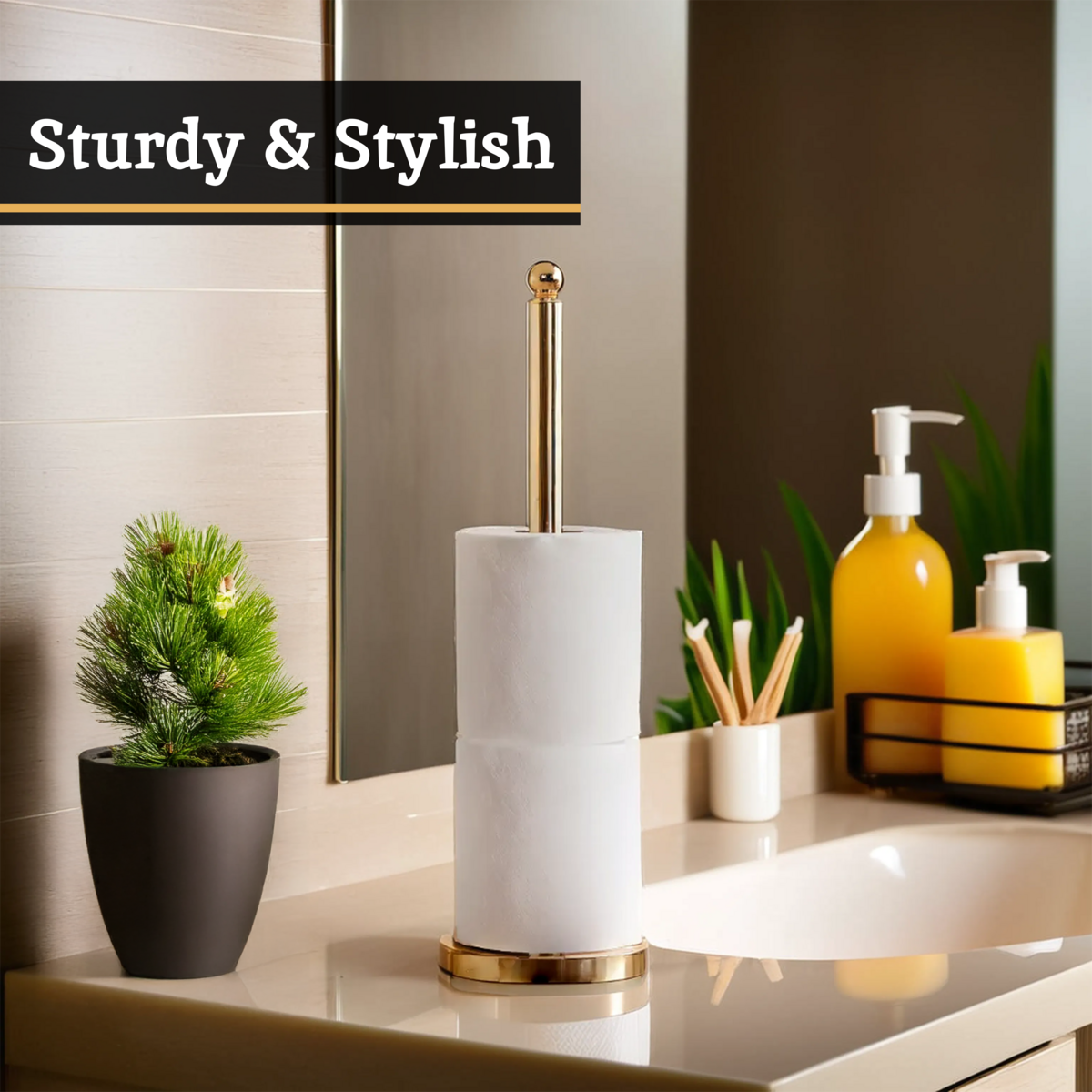 Adler Gold Metal Toilet Roll Holder
