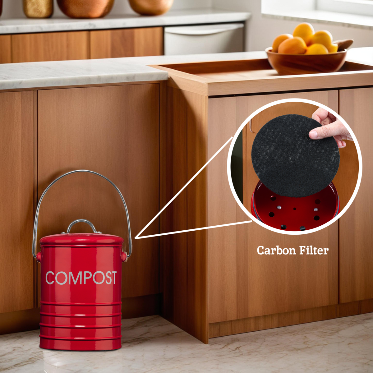 Madison Red Compost Bin with Handle