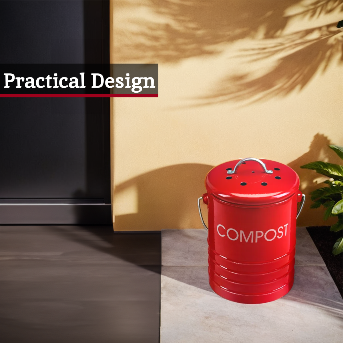 Madison Red Compost Bin with Handle