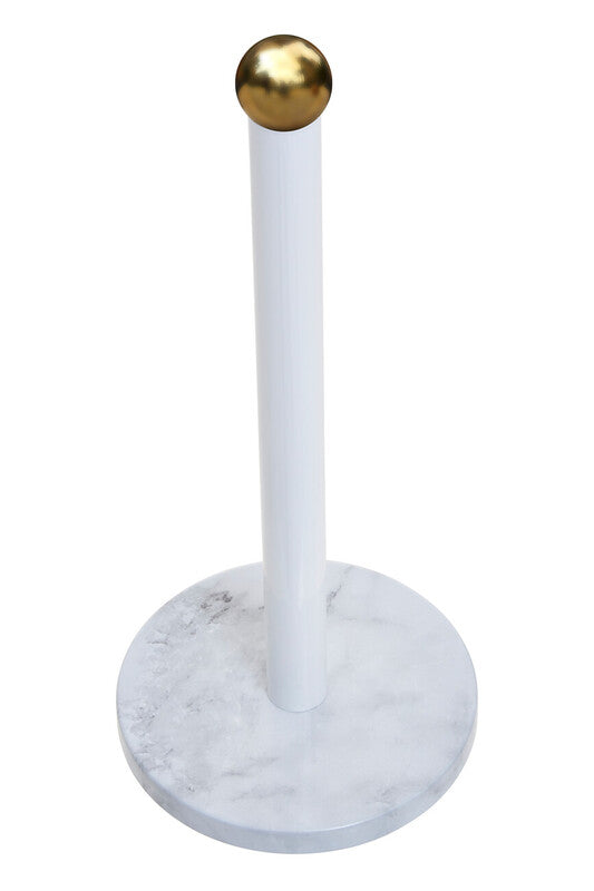 White Marble Effect and Gold  Kitchen Roll Holder | Easton