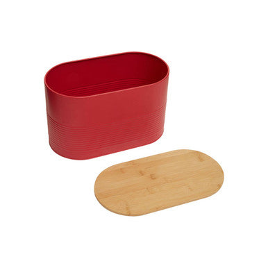 Alton Red Metal Bread Bin with Bamboo Lid