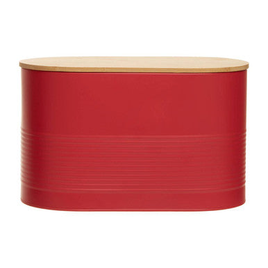 Alton Red Metal Bread Bin with Bamboo Lid