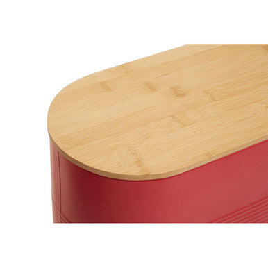 Alton Red Metal Bread Bin with Bamboo Lid