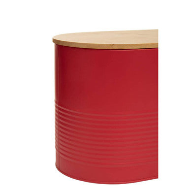 Alton Red Metal Bread Bin with Bamboo Lid