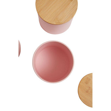 Alton Pink Metal Canister Set of 3 with Bamboo Lids