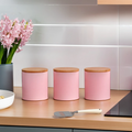 Alton Pink Metal Canister Set of 3 with Bamboo Lids
