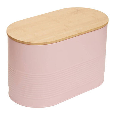 Alton Pink Metal Bread Bin with Bamboo Lid