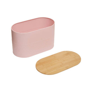 Alton Pink Metal Bread Bin with Bamboo Lid