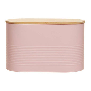 Alton Pink Metal Bread Bin with Bamboo Lid