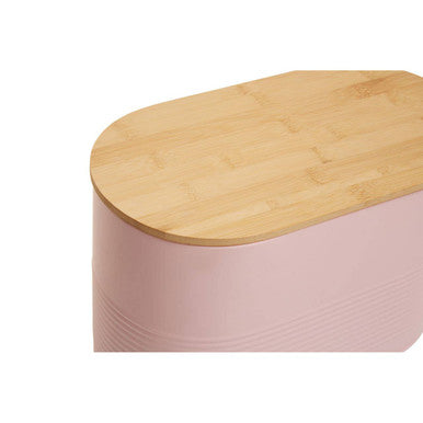 Alton Pink Metal Bread Bin with Bamboo Lid