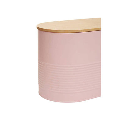 Alton Pink Metal Bread Bin with Bamboo Lid