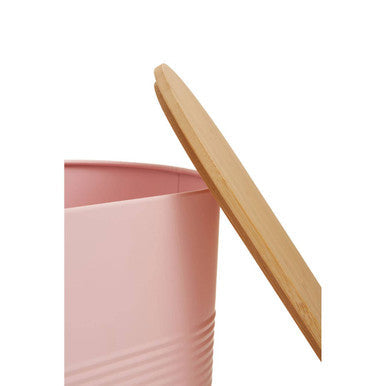 Alton Pink Metal Bread Bin with Bamboo Lid