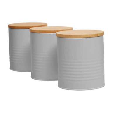 Alton Grey Metal Canister Set of 3 with Bamboo Lids