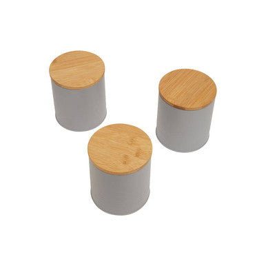 Alton Grey Metal Canister Set of 3 with Bamboo Lids