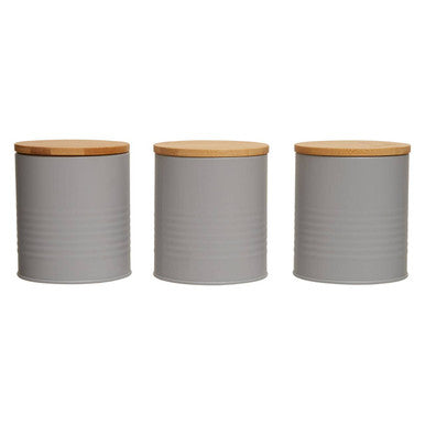 Alton Grey Metal Canister Set of 3 with Bamboo Lids