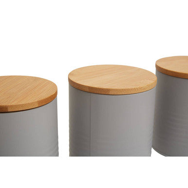 Alton Grey Metal Canister Set of 3 with Bamboo Lids