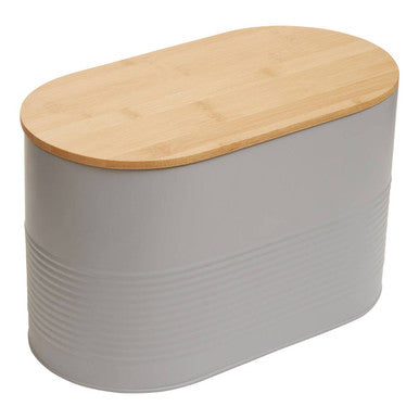 Alton Grey Metal Bread Bin with Bamboo Lid