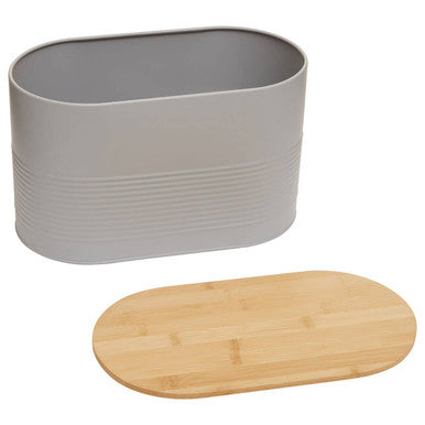 Alton Grey Metal Bread Bin with Bamboo Lid