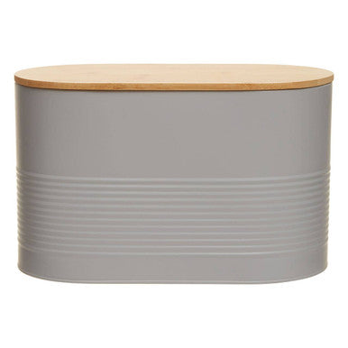 Alton Grey Metal Bread Bin with Bamboo Lid