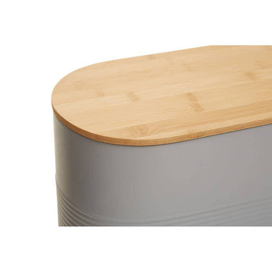 Alton Grey Metal Bread Bin with Bamboo Lid