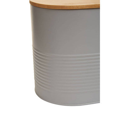 Alton Grey Metal Bread Bin with Bamboo Lid