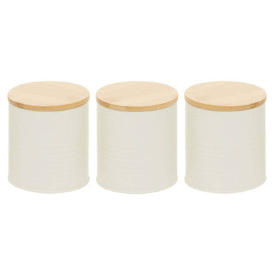 Alton Cream Metal Canister Set of 3 with Bamboo Lids