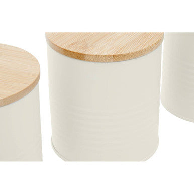 Alton Cream Metal Canister Set of 3 with Bamboo Lids