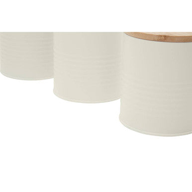 Alton Cream Metal Canister Set of 3 with Bamboo Lids
