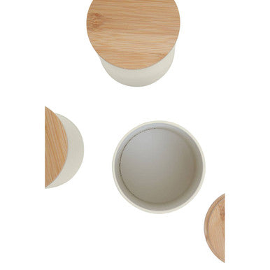 Alton Cream Metal Canister Set of 3 with Bamboo Lids