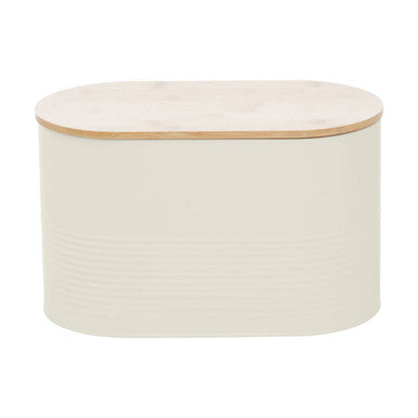 Alton Cream Metal Bread Bin with Bamboo Lid
