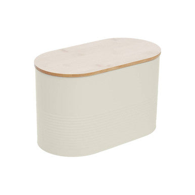 Alton Cream Metal Bread Bin with Bamboo Lid
