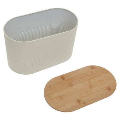 Alton Cream Metal Bread Bin with Bamboo Lid