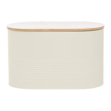 Alton Cream Metal Bread Bin with Bamboo Lid
