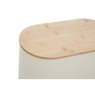 Alton Cream Metal Bread Bin with Bamboo Lid
