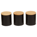 Alton Black Metal Canister Set of 3 with Bamboo Lids