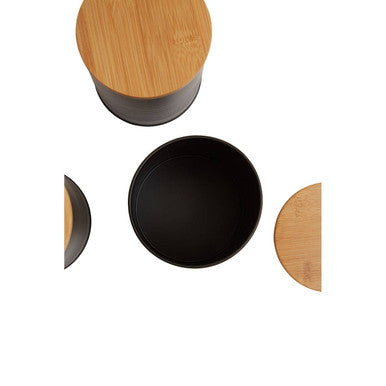 Alton Black Metal Canister Set of 3 with Bamboo Lids