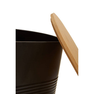 Alton Black Metal Bread Bin with Bamboo Lid