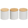 Alton White Metal Canister Set of 3 with Bamboo Lids